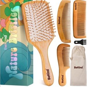 NWT Be Kind Wooden Brush and Comb Set 6 piece